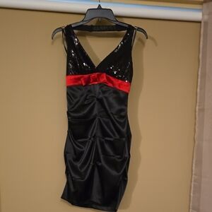 B Darlin Black and Red Sequin Mini Dress